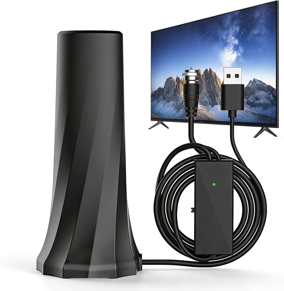 DVB-T2 Antenne met Versterker - Kamerantenne met Magneetvoet - 360° Ontvangst voor 4K/1080P HD - SnelShoppen