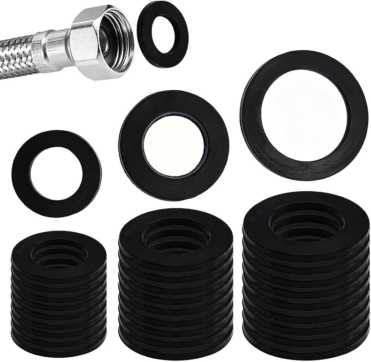 Afdichtringen set 30 stuks - Siliconen platte afdichting - 3 maten - Betrouwbare afdichting voor sanitair - SnelShoppen