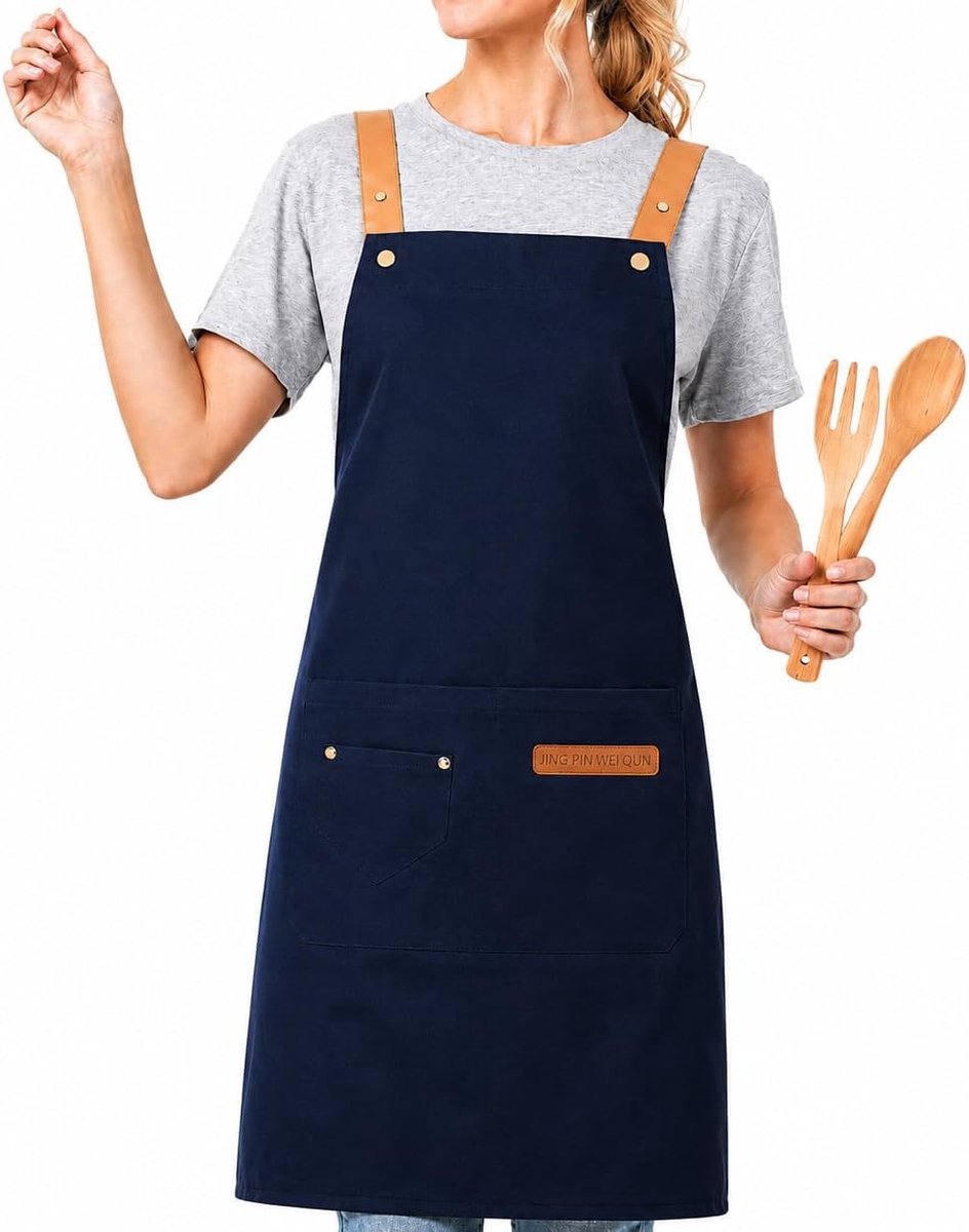 Kookschort waterdicht - schort met 3 zakken - spatbestendig en vuilafstotend - ideaal voor barbecue - SnelShoppen