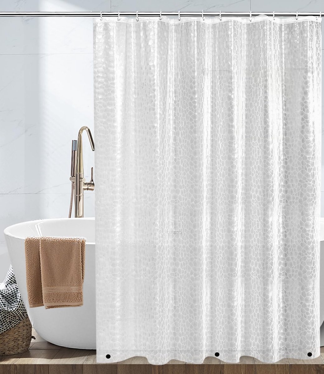 Douchegordijn 180x200cm - EVA waterdicht - 3D transparant met magneten - antibacterieel en snel drogend - SnelShoppen