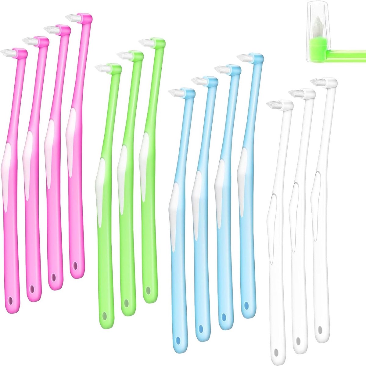 Tandenborstels 14 Stuks - Zachte Borstelkop - Orthodontisch - Grondige Reiniging voor Beugels - SnelShoppen