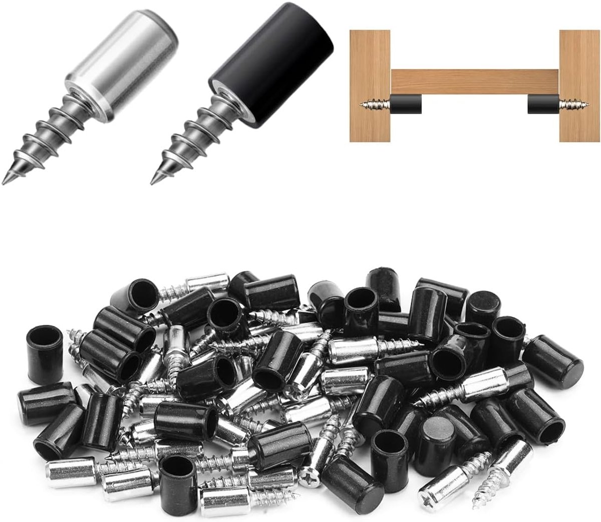 Diverse wanddragers 50 stuks - zilver - zelftappende schroeven - sterke steun voor boekenplanken - SnelShoppen