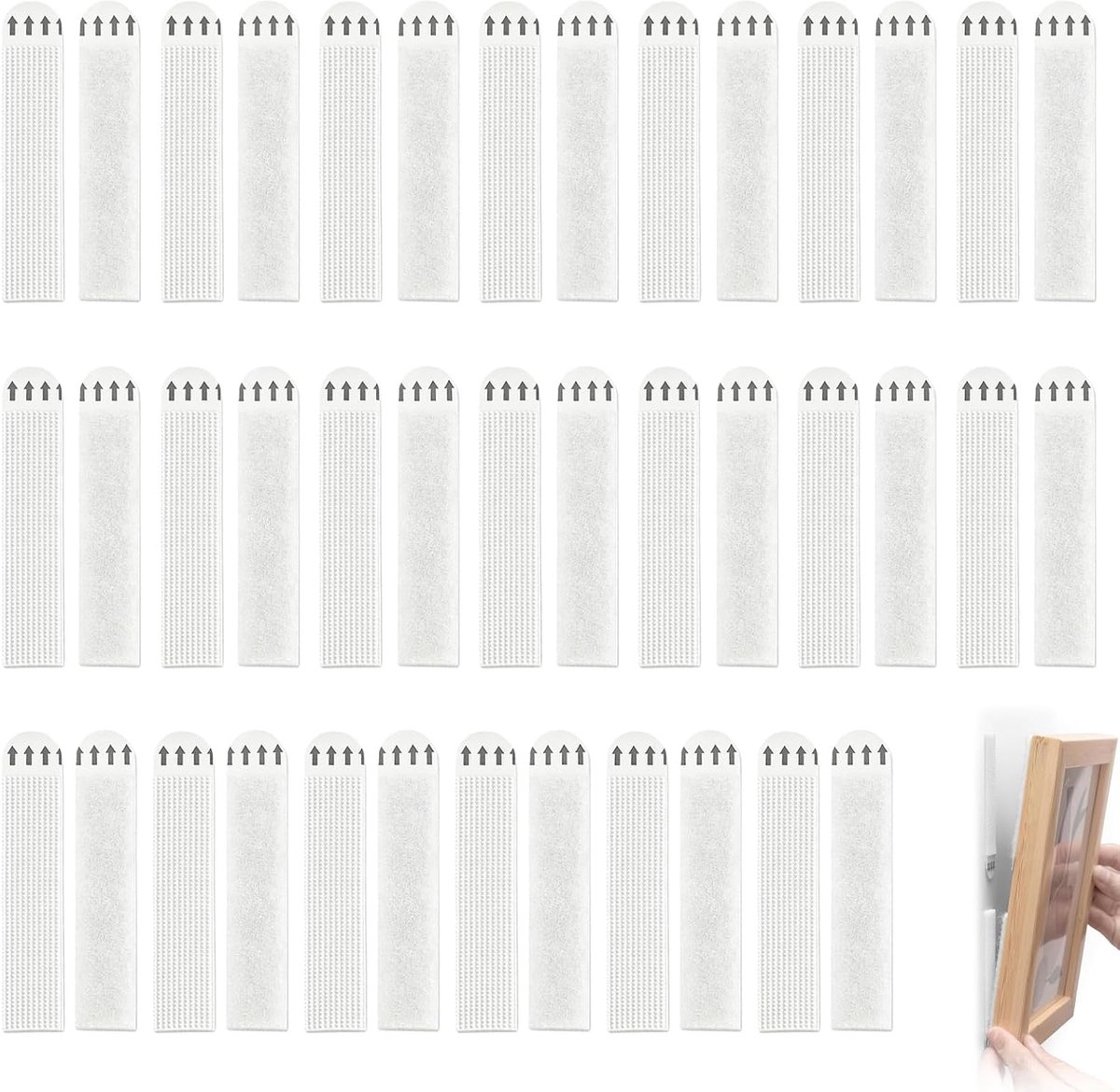 Zelfklevende ophangstrips 19x92 mm - 20 Paar klittenband strips - sterke hechting - ideaal voor wanddecoratie - SnelShoppen