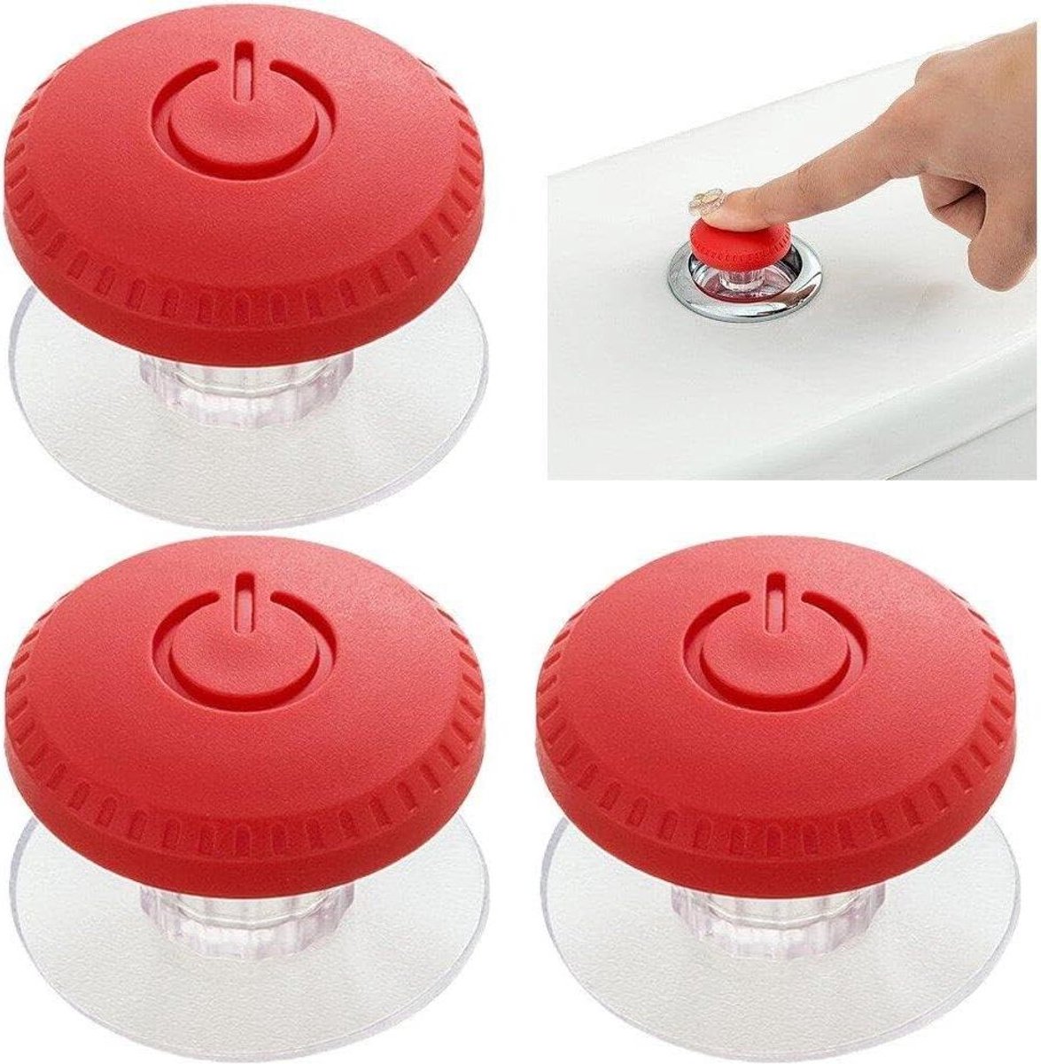 Toilet Flush Knop - Reservoir Drukker - Toilet Spoelen - Verlengde Schakelaar - 3 stuks - Rood
