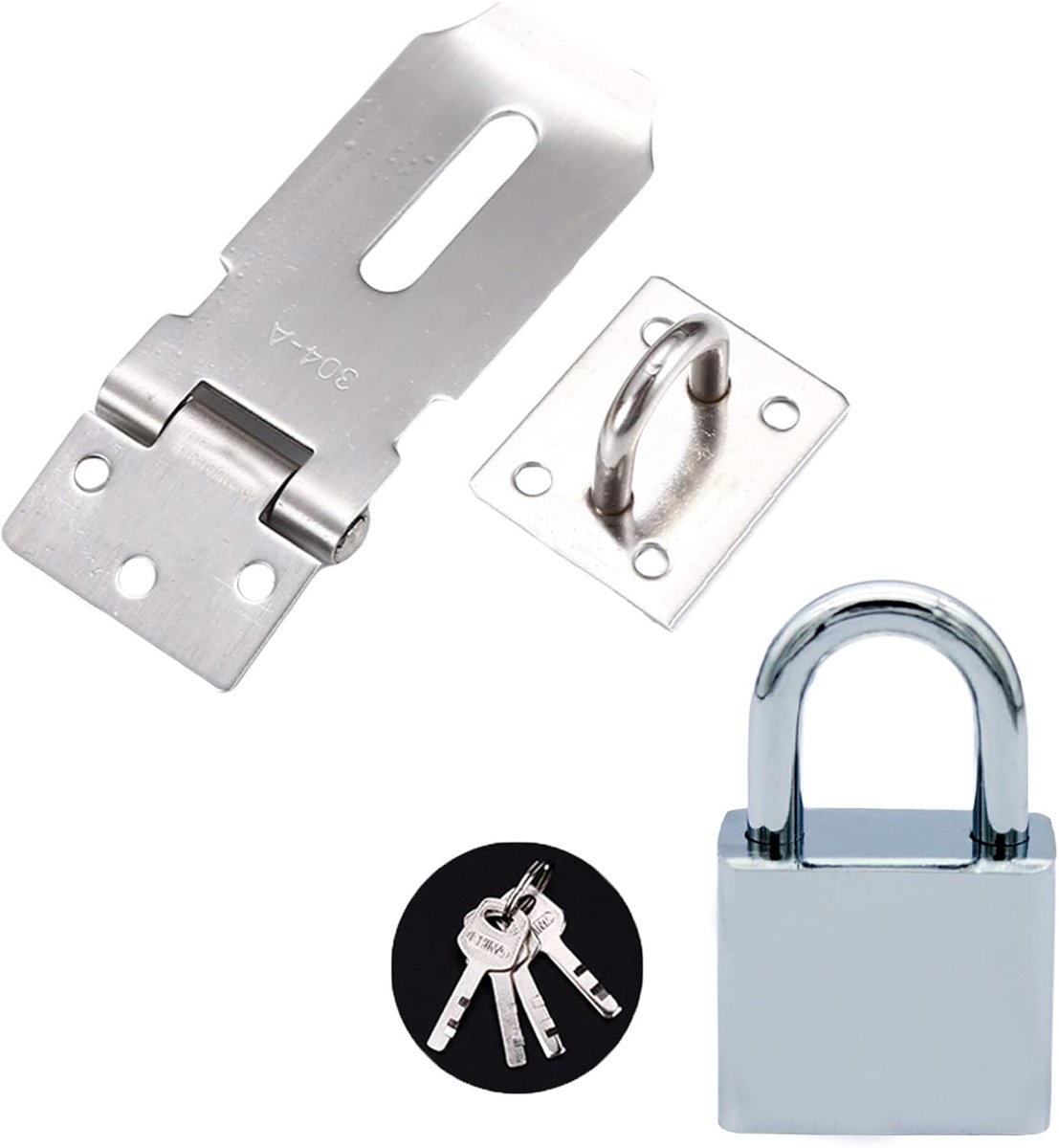 Stalen slot hasp kit - RVS padlock hasp - Robuust en duurzaam - Geschikt voor tuin of slaapkamer - SnelShoppen