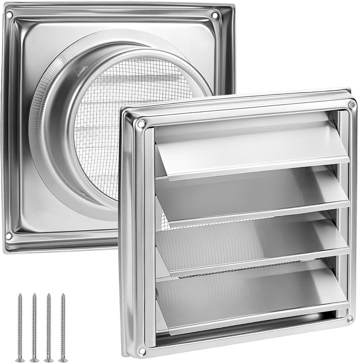 Ventilatie rooster 125 mm - 304 roestvrij staal - met insectennet - ideaal voor afzuigkappen - SnelShoppen