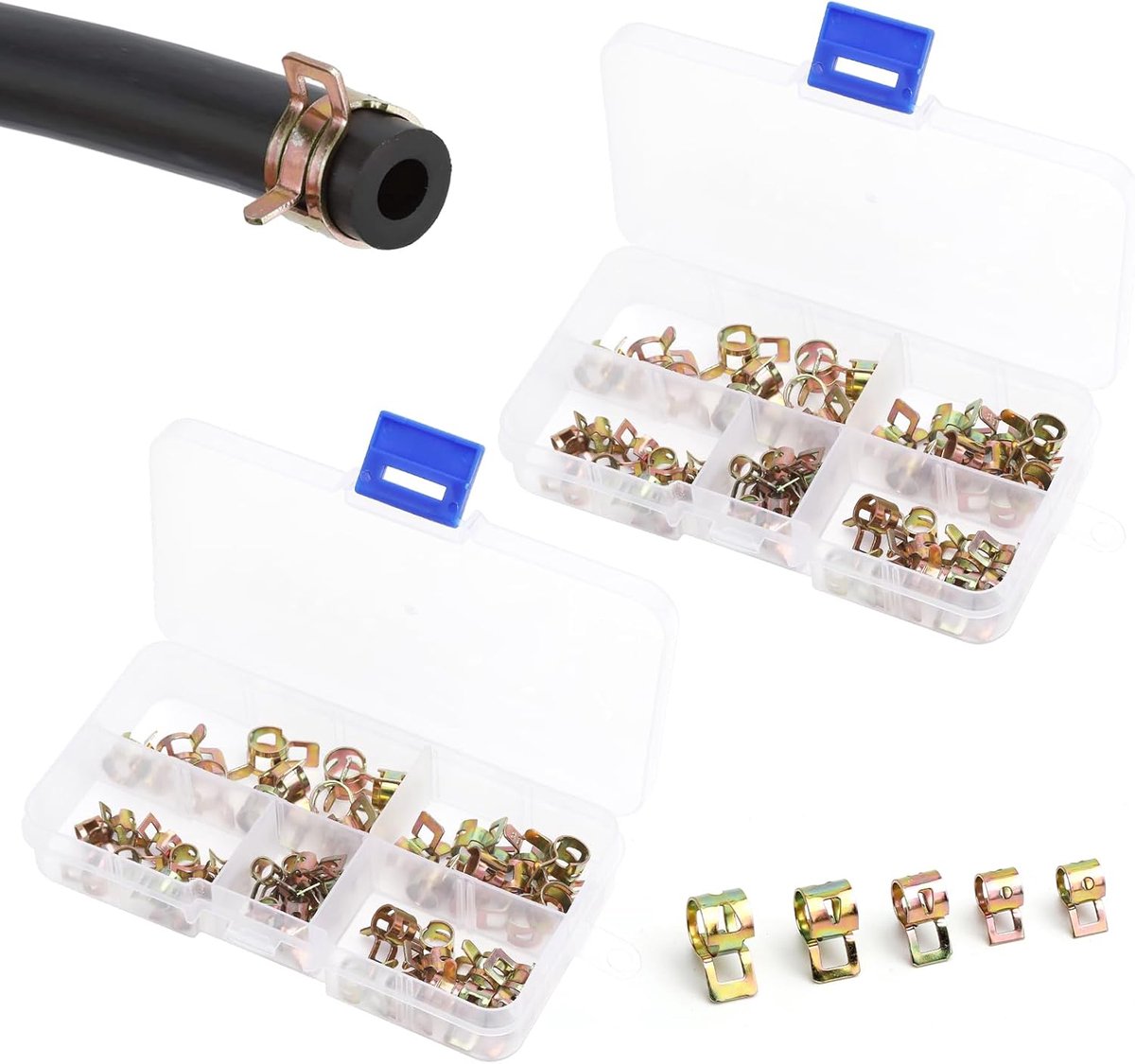 Hose Clamps 100 stuks - 5-19mm veer klemmen - brandstofleiding en waterpijp - veelzijdig gebruik - SnelShoppen