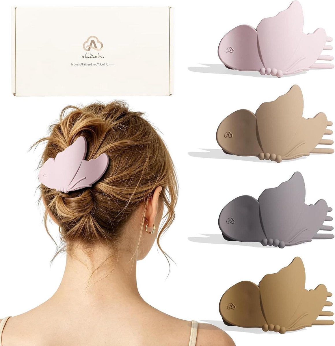 Grote Platte Haarclips - Vlinderklemmen Dik Haar - Haar Styling - Innovatief Plat Design - 106x75 cm - Matte Kleuren Set
