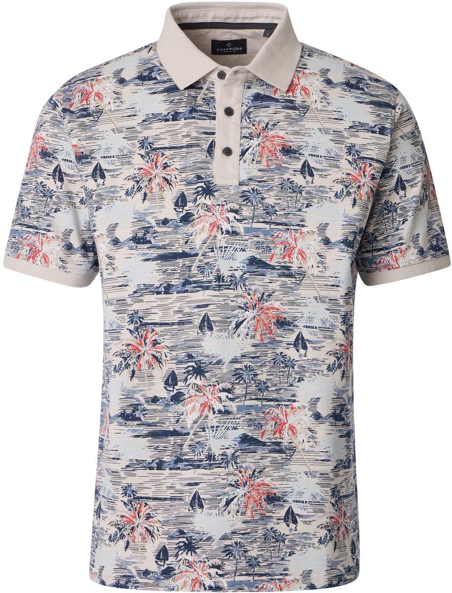 CASA MODA comfort fit heren polo - beige dessin