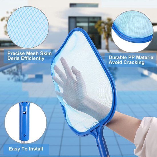 Pool landing net met 2.1 m verstelbare steel - diep en plat net - perfecte bladopvang - ideaal voor zwembadreiniging - SnelShoppen — afbeelding 2