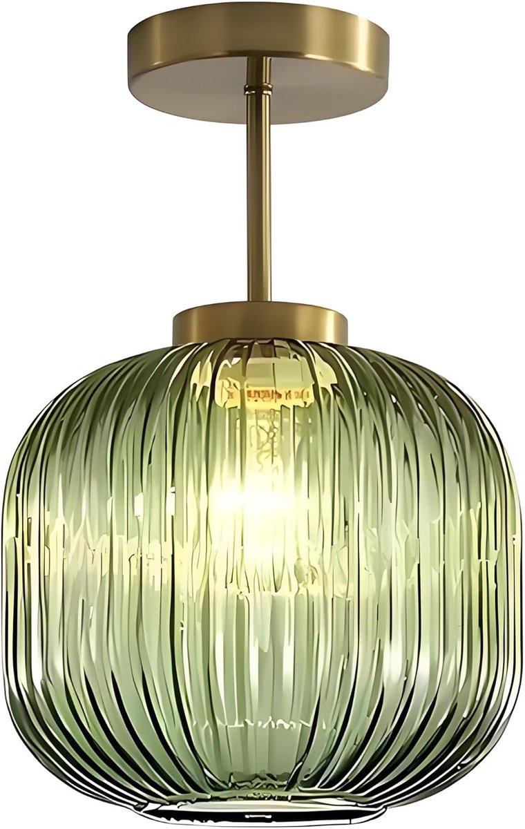 Plafondlamp - E27 Minimalistisch - Vintage Messing en Glas - Perfect voor Slaapkamer en Woonkamer - ShopVlot