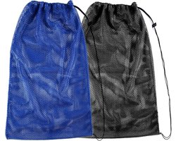 Snorkelset mesh tassen extra groot - set van 2 - zwart en blauw - ideaal voor duikuitrusting - ShopVlot