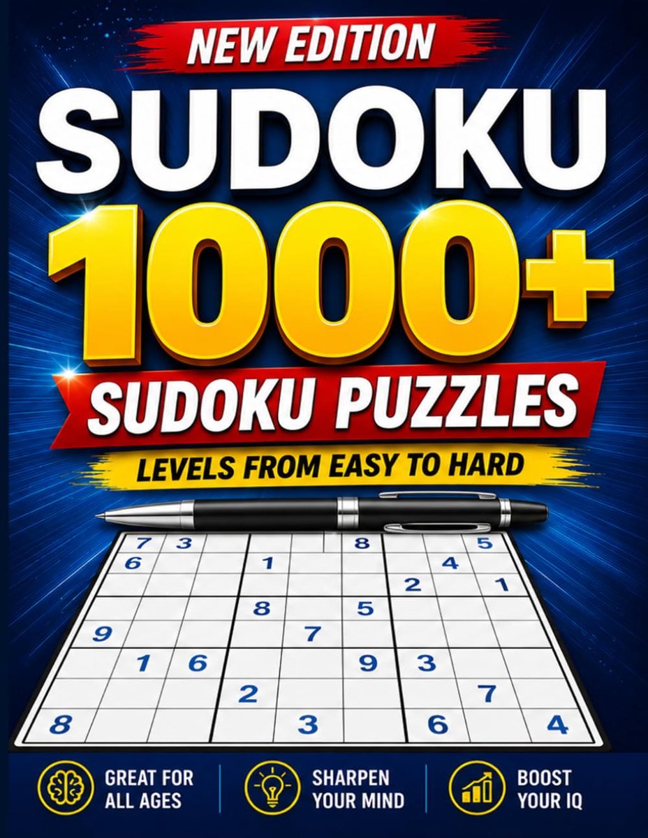 Sudoku puzzels voor volwassenen - 1000+ varianten - van makkelijk tot moeilijk - stimuleert je brein - ShopVlot