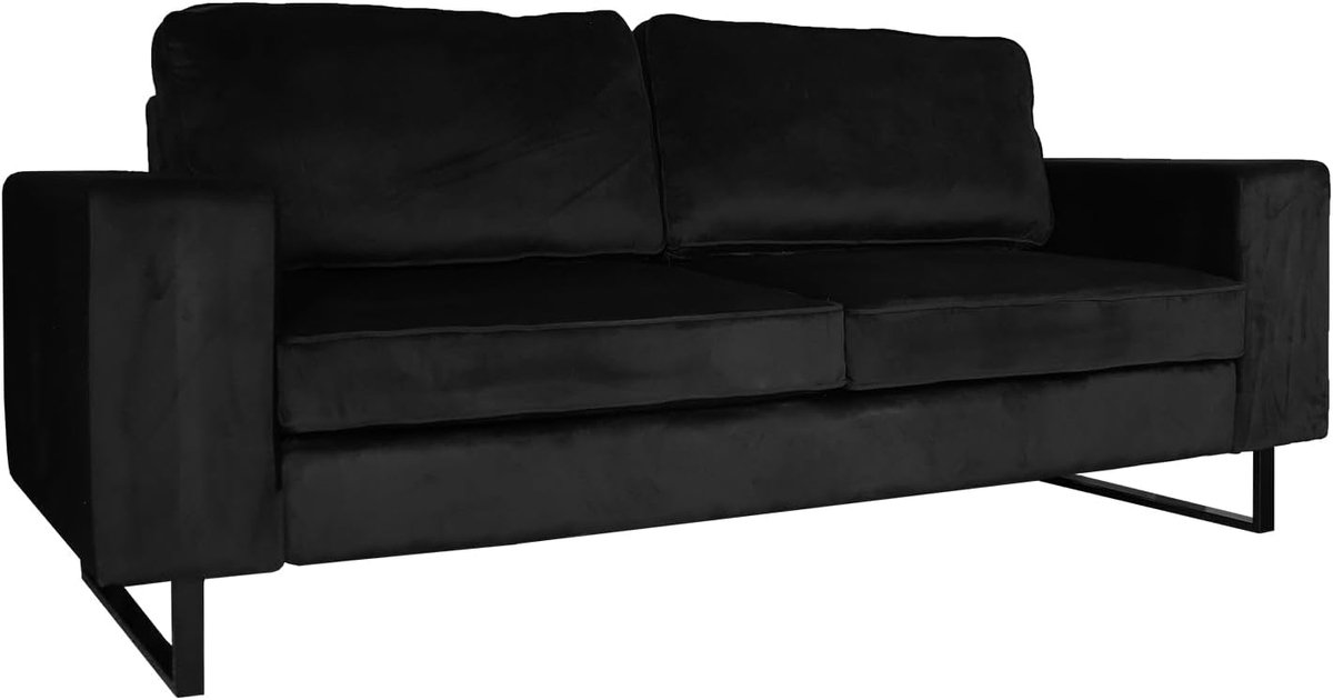 Bank 2.5-zits - zwarte fluwelen stof - eenvoudig te monteren - perfect voor jouw woonkamer - ShopVlot