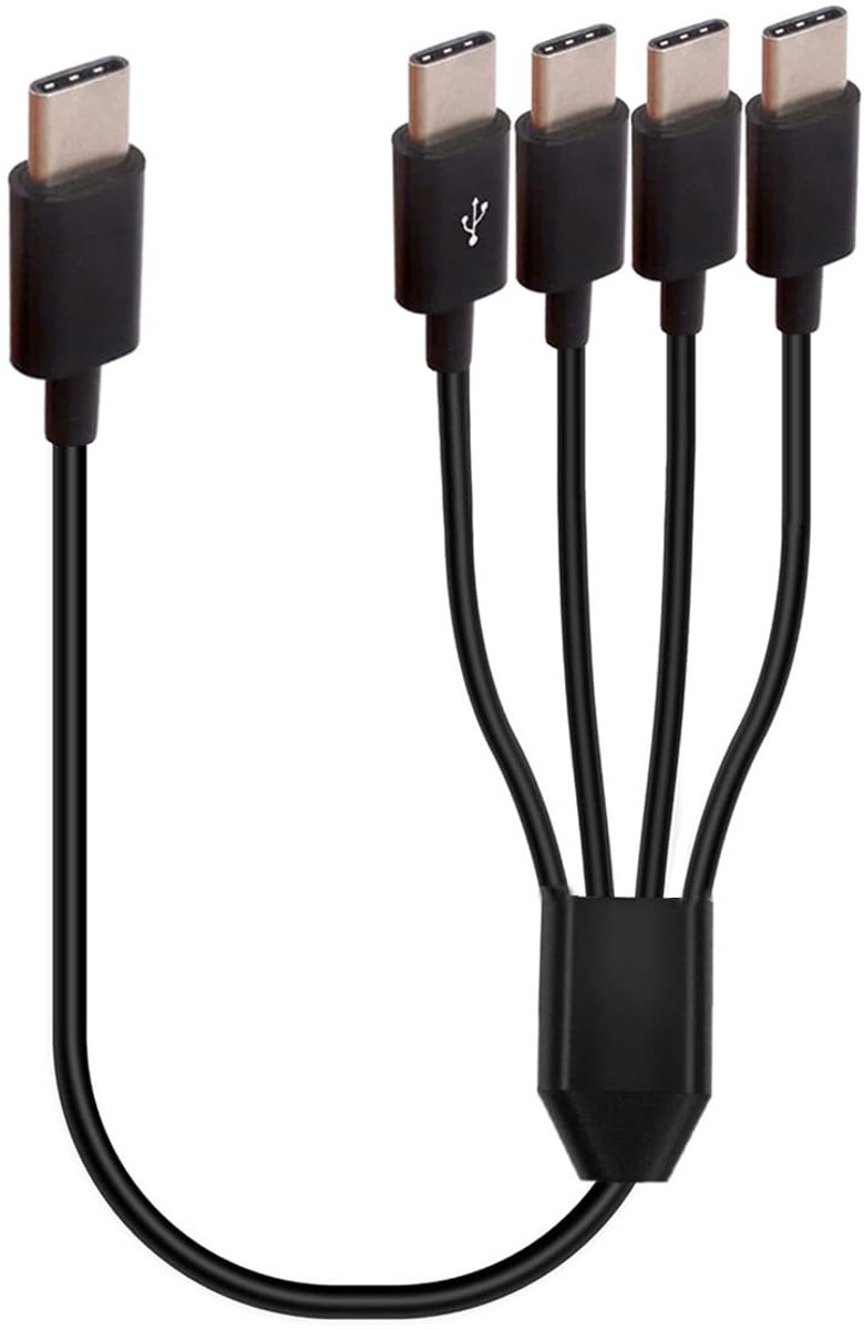 USB C Multi 4-in-1 Oplaadkabel - 50cm - 4 Type C Stekkers - Geschikt voor dataoverdracht en opladen - ShopVlot