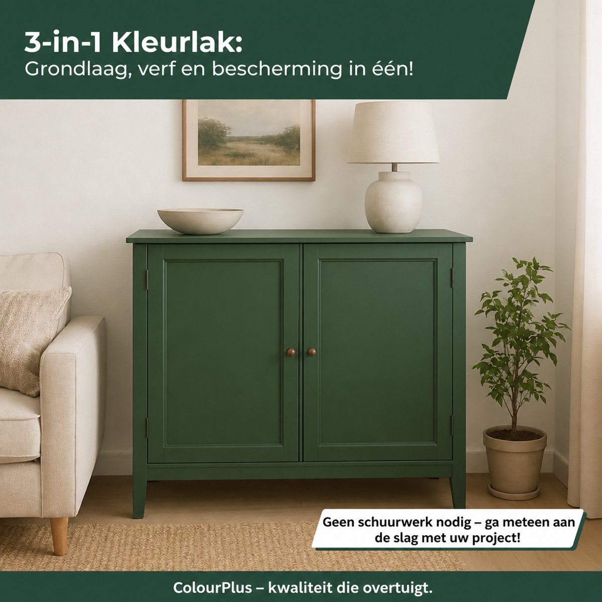ColourPlus Lakverf - Dekkende Verf - Acrylverf - 2-in-1 - Weerbestendig - Zijdeglans - Bruin - 3x750ml (2.25L)