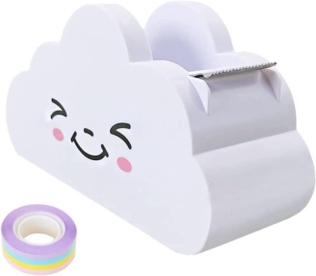 Tape dispenser schattig - kleine wolk - met regenboog tape - decoratie voor bureau - ShopVlot