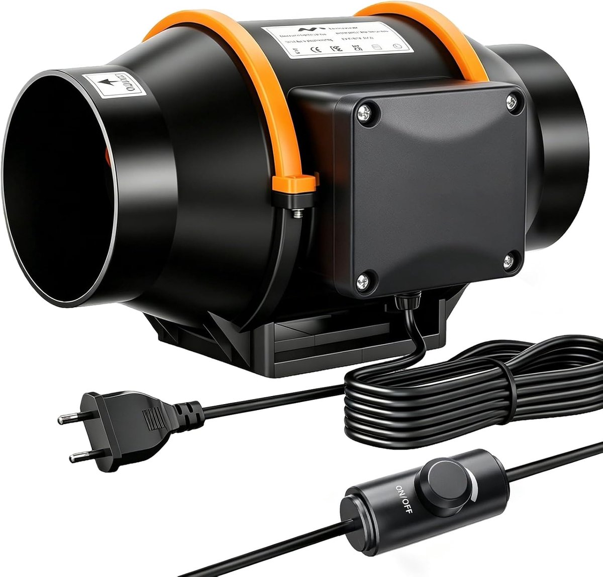 SnelShoppen - 100mm verstelbare luchtventilator met snelheidsregelaar, stille afvoerventilator, dubbele kogellager motor, oververhittingsbescherming,