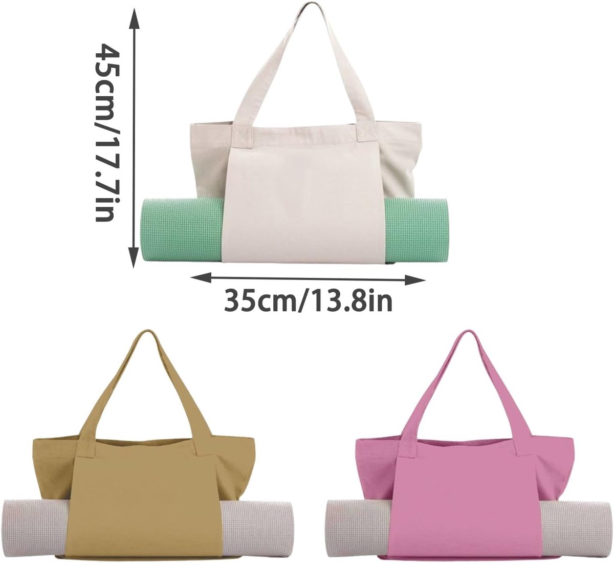 Yogamat sporttas met meerdere zakken - waterafstotend - beige - ideaal voor yoga en training - ShopVlot