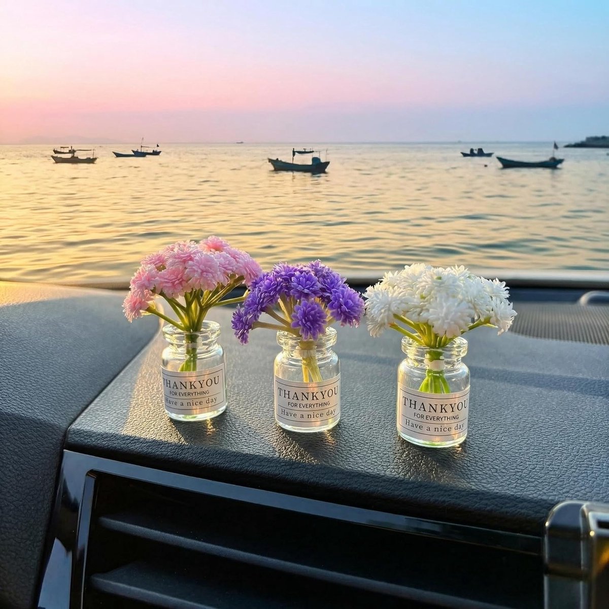 Dashboard mini bloemen - set van 3 - interieurdecoratie voor auto - vrolijke versiering - ShopVlot