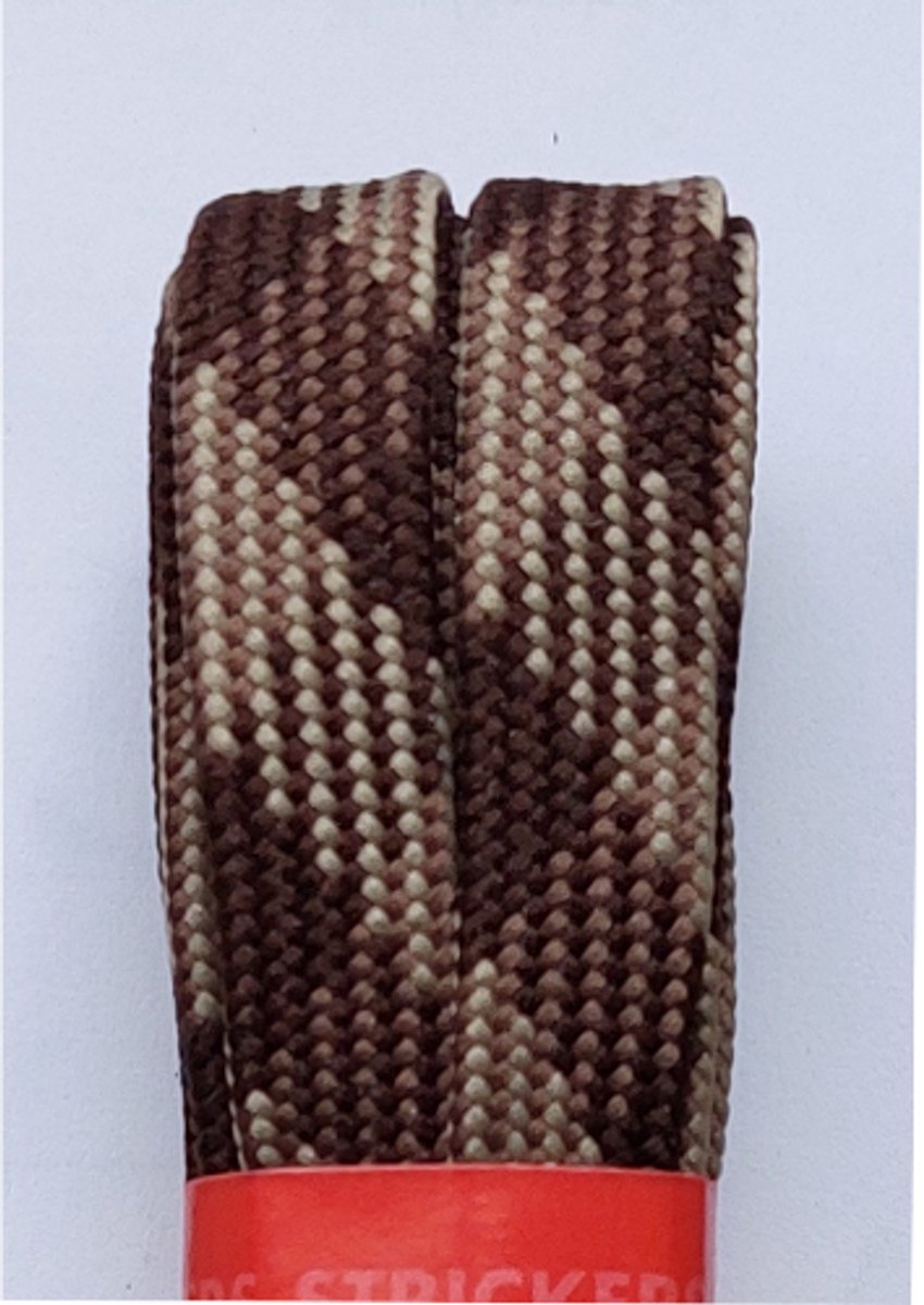 Strickers Veter - Bruin/Cognac/Beige - Plat - Lengte 150 cm - Breedte 10 mm - Bergschoen - Wandelschoen - Schoenveter