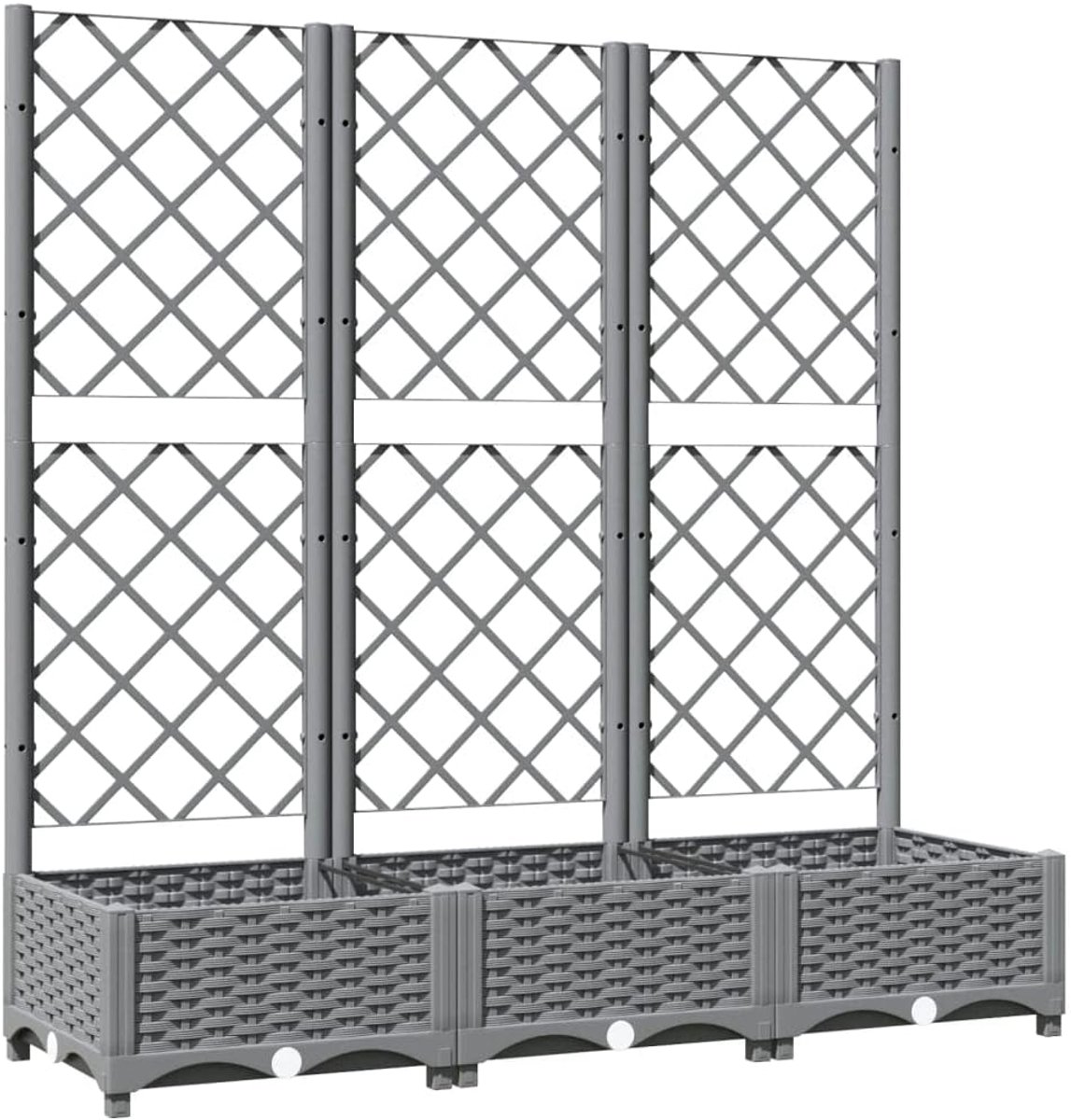Bloembak met Trellis - Grijze Kunststof - 120x40x121,5cm