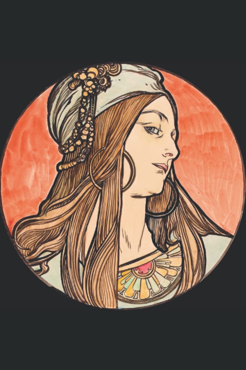 Notitieboek - onbedrukt - 80 genummerde pagina's - vintage Art Nouveau illustratie van Alphonse Mucha - ShopVlot