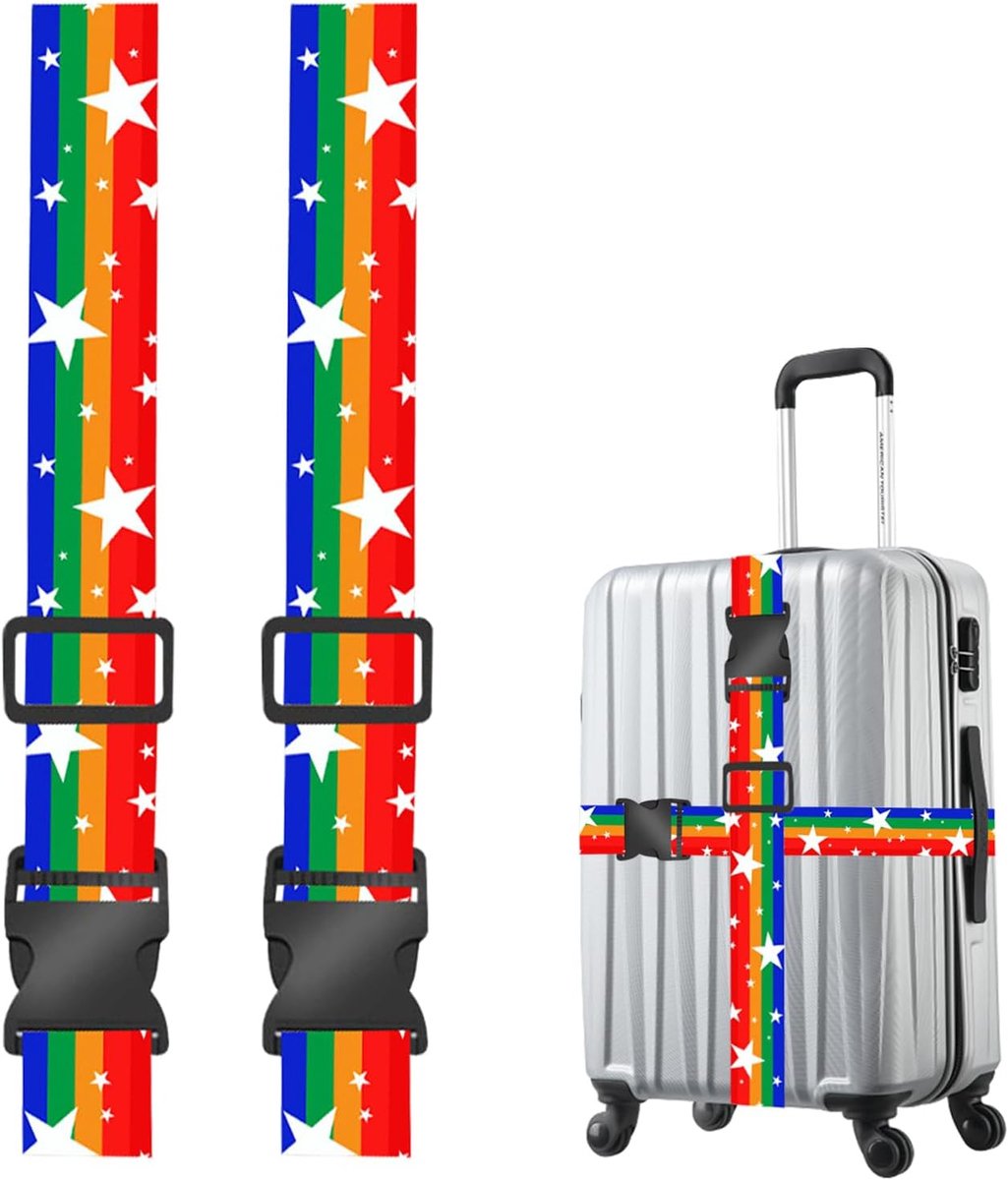 Luggage Straps Set 2 Stuks - Verstelbare Kofferspanner - Kleurrijk Ontwerp - Bescherming voor Bagage - ShopVlot