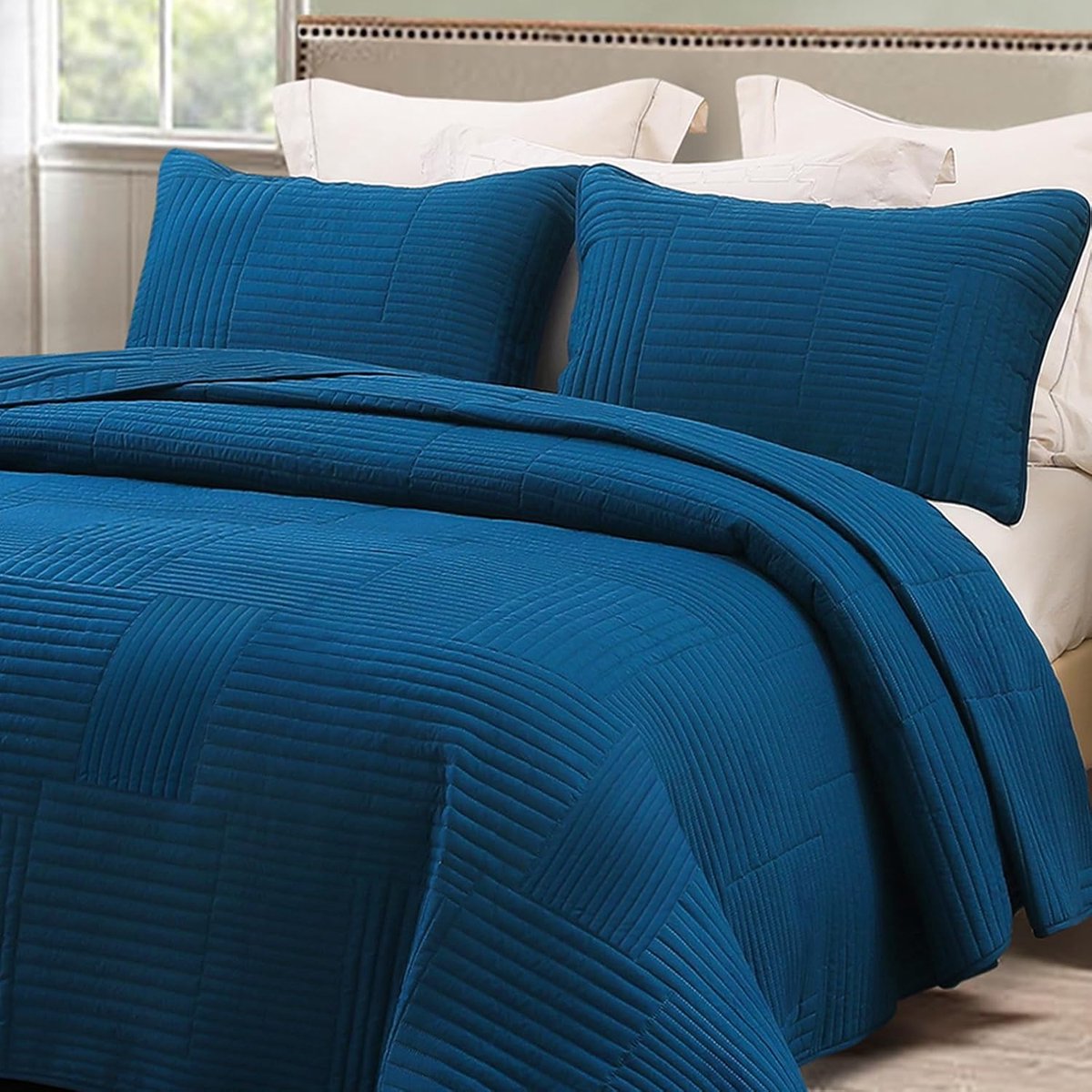 Bedsprei 240x260 cm - Microfiber met Strepen - Zacht en Licht - Ideaal voor Alle Seizoenen - ShopVlot