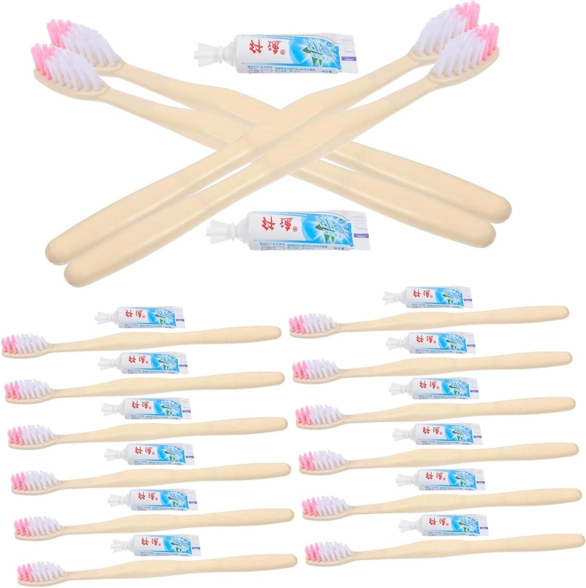 Mini Tandenborstel Set - Reis Tandenborstel - Hygiënisch Reizen - Individueel Verpakt - 100 Stuks - Diverse Kleuren