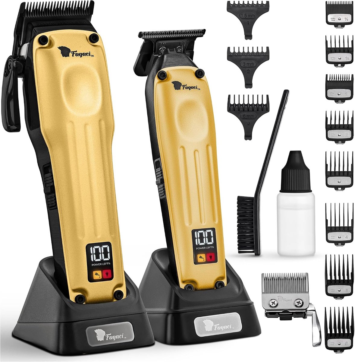Haartrimmer en knipschaar set - 5x langere scherpte - verwisselbare fade en taper messen - superieure precisie - ShopVlot