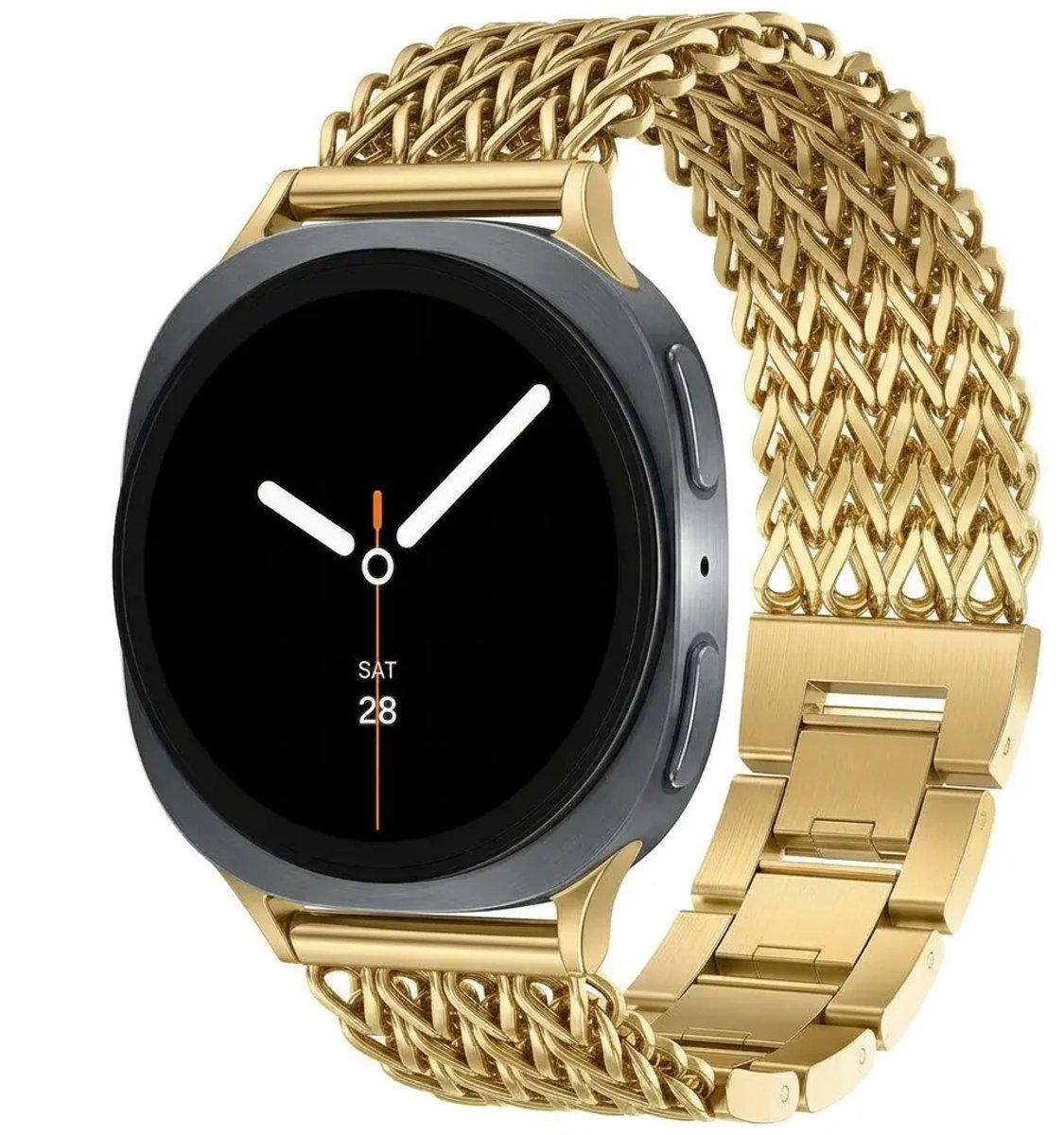 Strap-it Stalen gevlochten band geschikt voor Samsung Galaxy Watch 9 (40/44mm) / Watch 8 (40/44mm) / Classic (46mm) - Goud