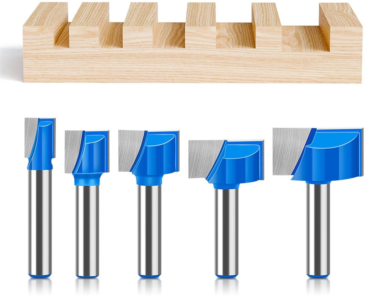 Vloerreinigingsfrezen 8mm - 5-delige set - Hardmetalen snijblad - Efficiënt voor houtbewerking - ShopVlot