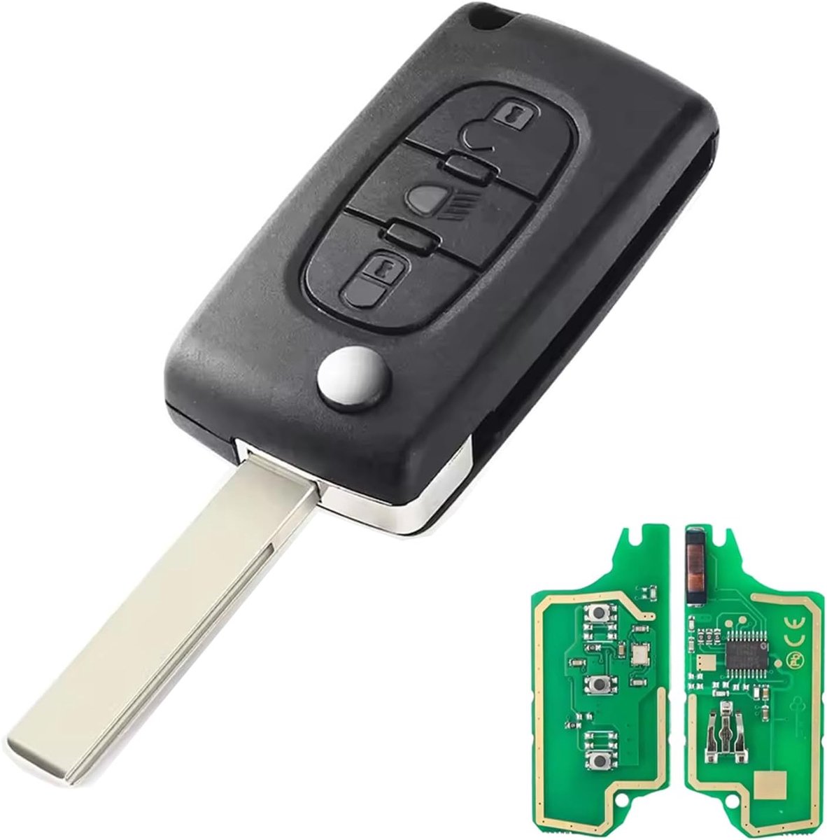 Sleutelhouder hart voor Peugeot en Citroën - met 3 knoppen - CE0536 - bescherming voor autosleutel - ShopVlot