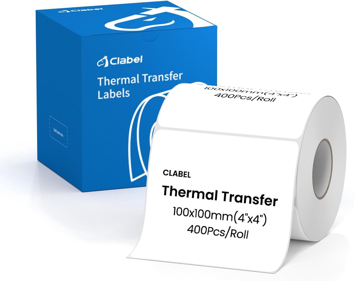 Thermo-transferpapier 100 x 100 mm - geschikt voor X1 labelprinters - hoogwaardige afdrukkwaliteit - ShopVlot