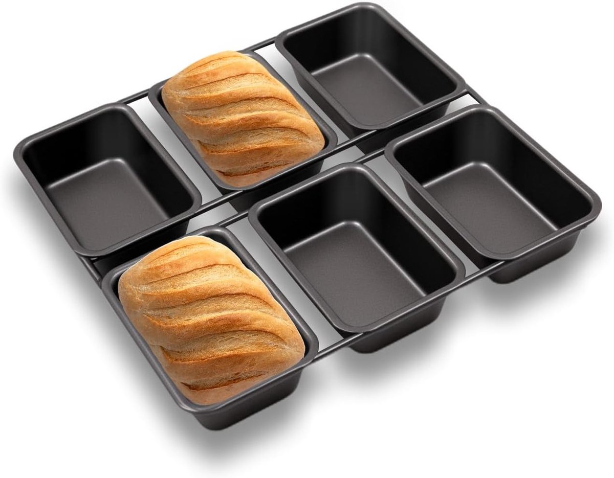 Mini Broodvorm 6 Cups - Antiaanbaklaag - Voor Brood, Taarten en Muffins - ShopVlot