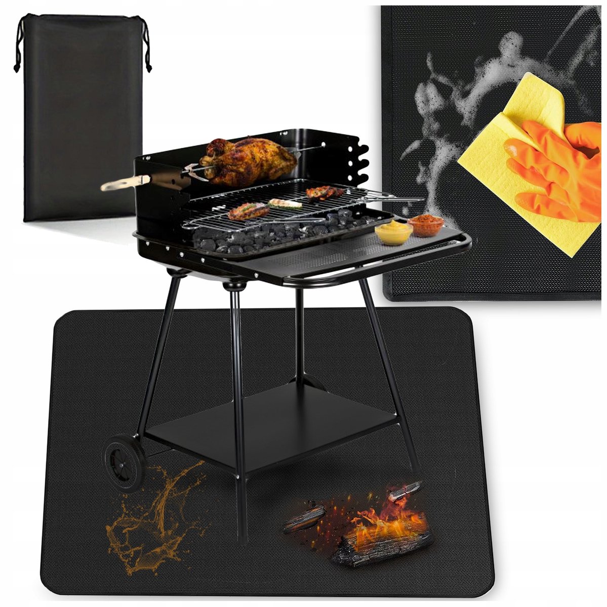 Grote Vuurvaste Grillmat 100x120 cm - Bescherm uw terras