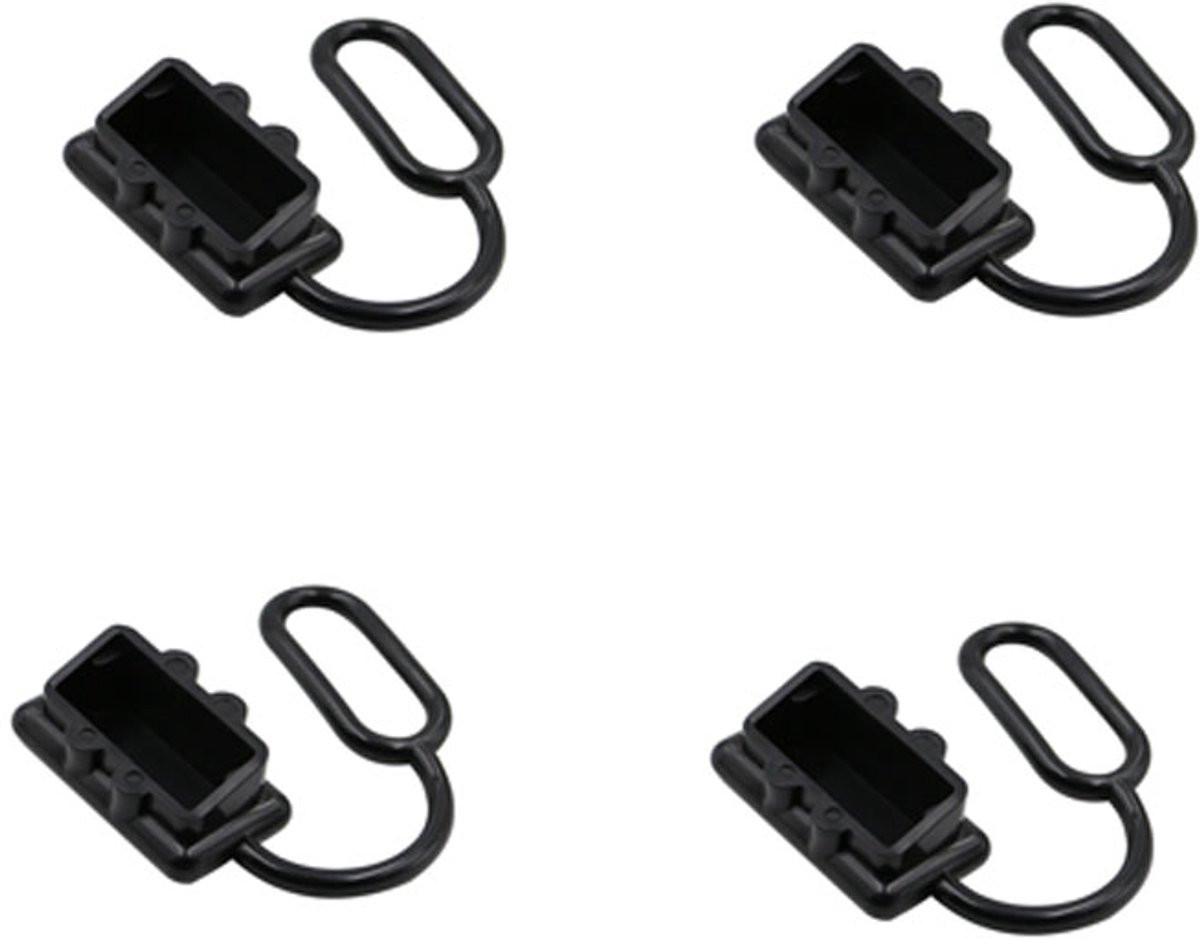 4-stuks Stofdop voor Anderson SB50 connector - Beschermkap voor accu stekker elektrische fiets - Geschikt voor tractiebatterijen, accu's, heftrucks, laders, elektrische voertuigen, omvormers, communicatievoedingen en elektrische lieren - Zwart