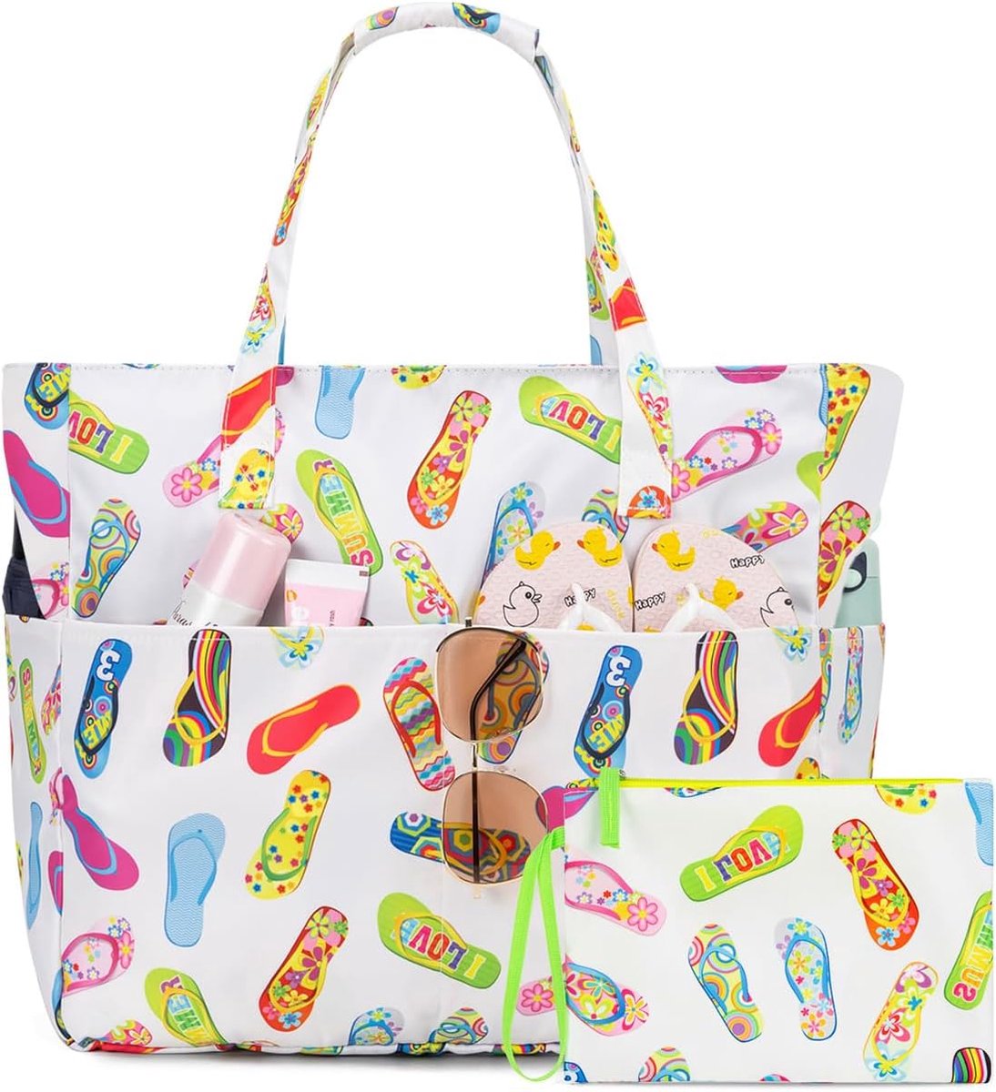 Strandtas groot met rits - waterdicht - met nat compartiment - voor gezin en make-up - SnelShoppen