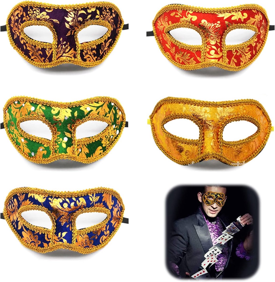 Venetiaanse maskers 5 stuks - Carnaval masker - voor mannen en vrouwen - perfect voor feestelijke gelegenheden - SnelShoppen