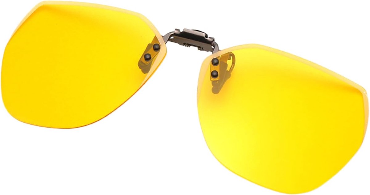 Thijox - Gepolariseerde Nachtfietsbril voor Brildragers, Clip-On, Gele HD Glazen, Ultralicht, Vermindert Schittering, Perfect voor Autorijden in Donke