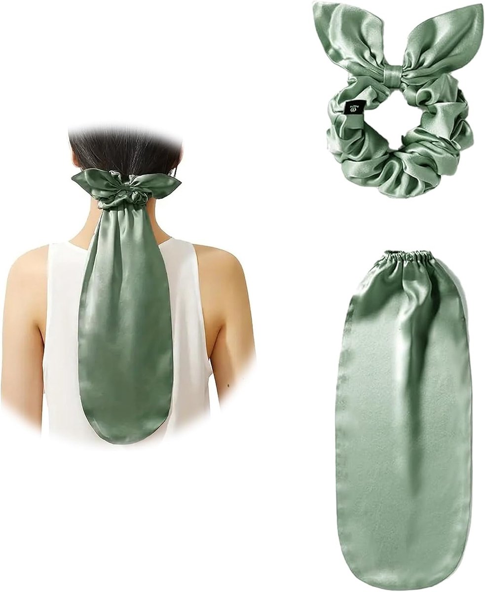 Satin haarmuts - lange satijnen nacht muts - groene kleur - zacht en ademend - SnelShoppen
