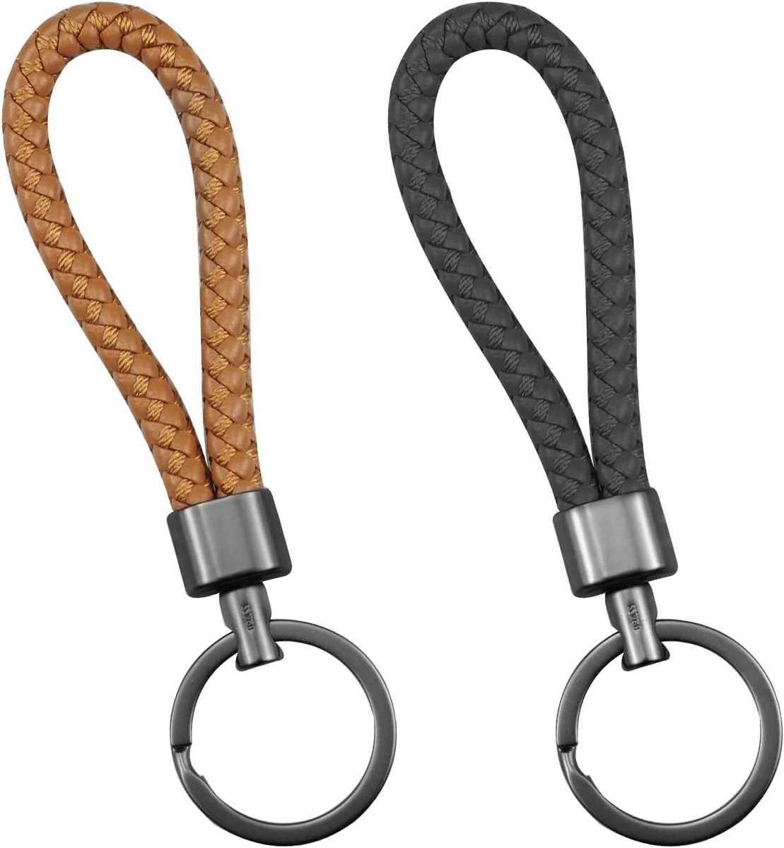 Leren Sleutelhangers Set van 2 - Zwart Gevlochten Leer - Ideaal voor Sleutels en Auto's - Voor Mannen en Vrouwen - SnelShoppen