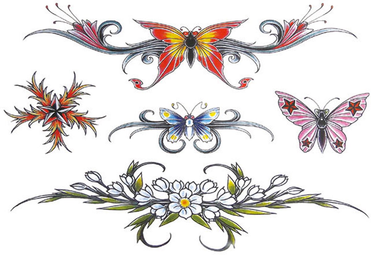 Tijdelijke tattoo vlinder floral taille 3 dagen