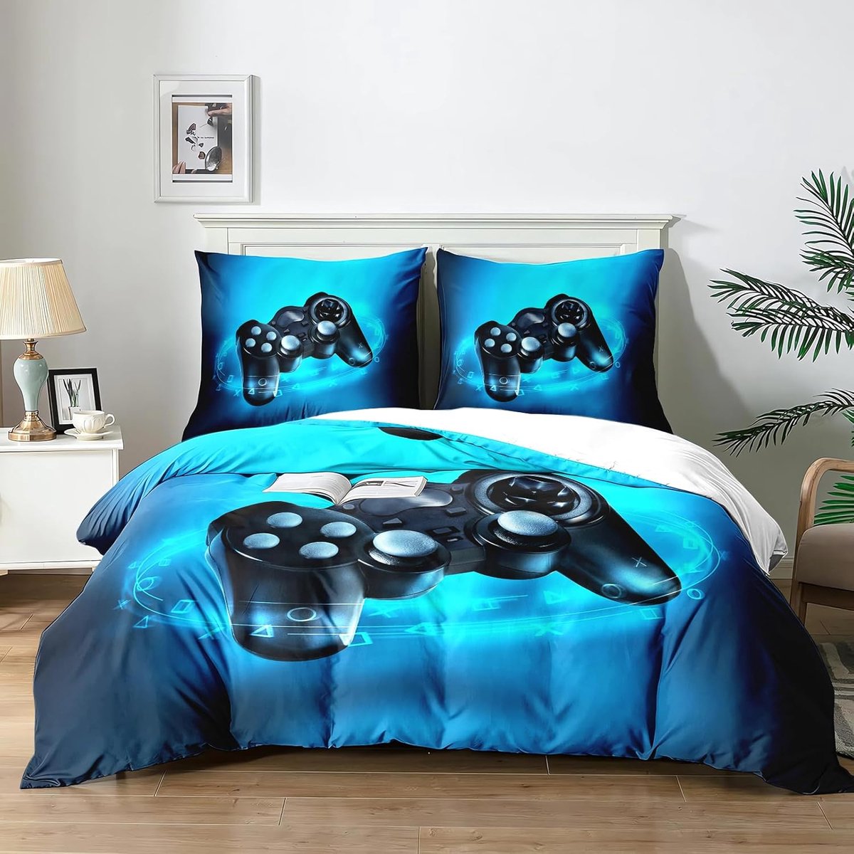 Dekbedovertrek voetbal 140x200 cm - microvezel - 3D gamer design - ideaal voor kinderen - SnelShoppen