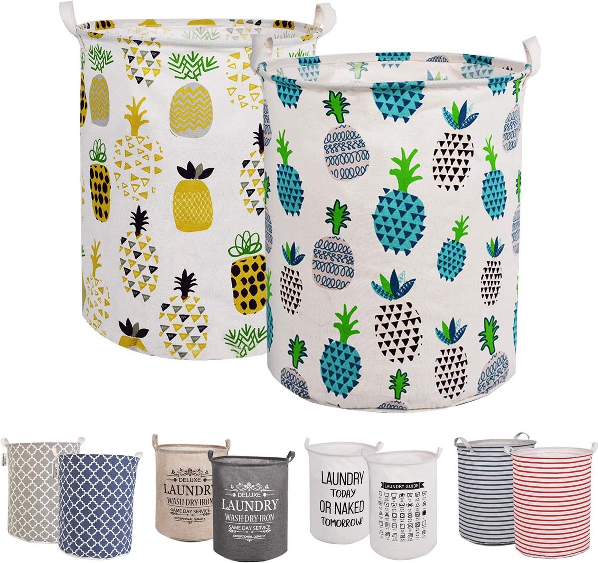 Wasmanden set 2 stuks 50 cm - katoen linnen - waterproof - ideaal voor het sorteren van was - SnelShoppen