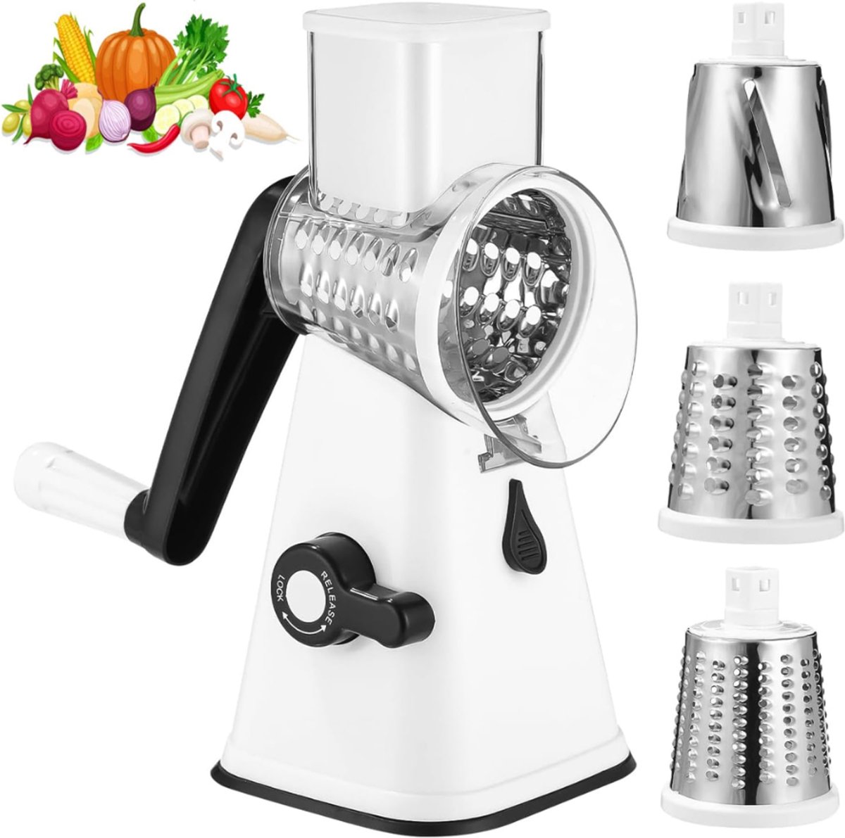 ZRNS® Trommelrasp - Kaasmolen - Kaasrasp - RVS - 3 Trommelbladen
