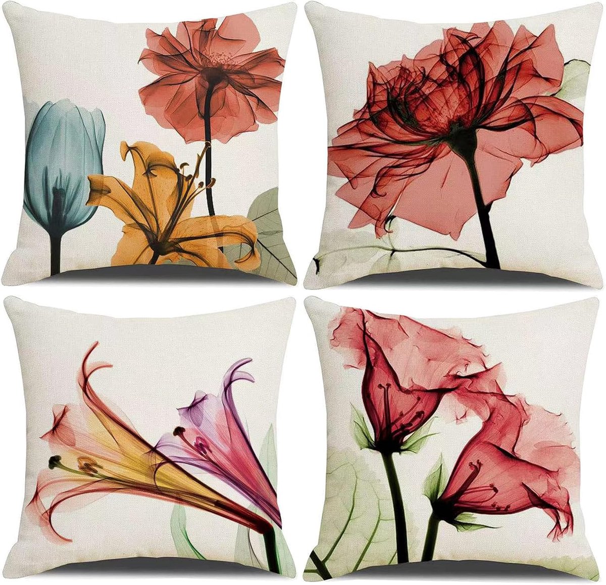 Kussenhoezen 45 x 45 cm - Grijze Katoenen Hoezen - 4 Stuks - Perfect voor Sofa en Tuin - SnelShoppen