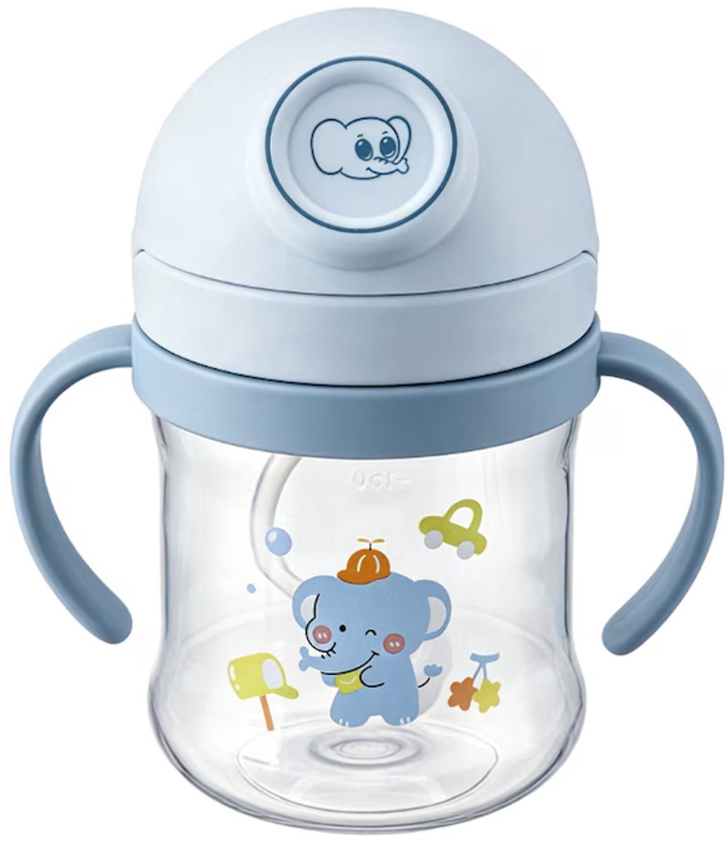 casalora Baby Drinkbeker met Rietje en Afneembare Handgrepen – Lekvrij – 345 ml – BPA-vrij – Blauw