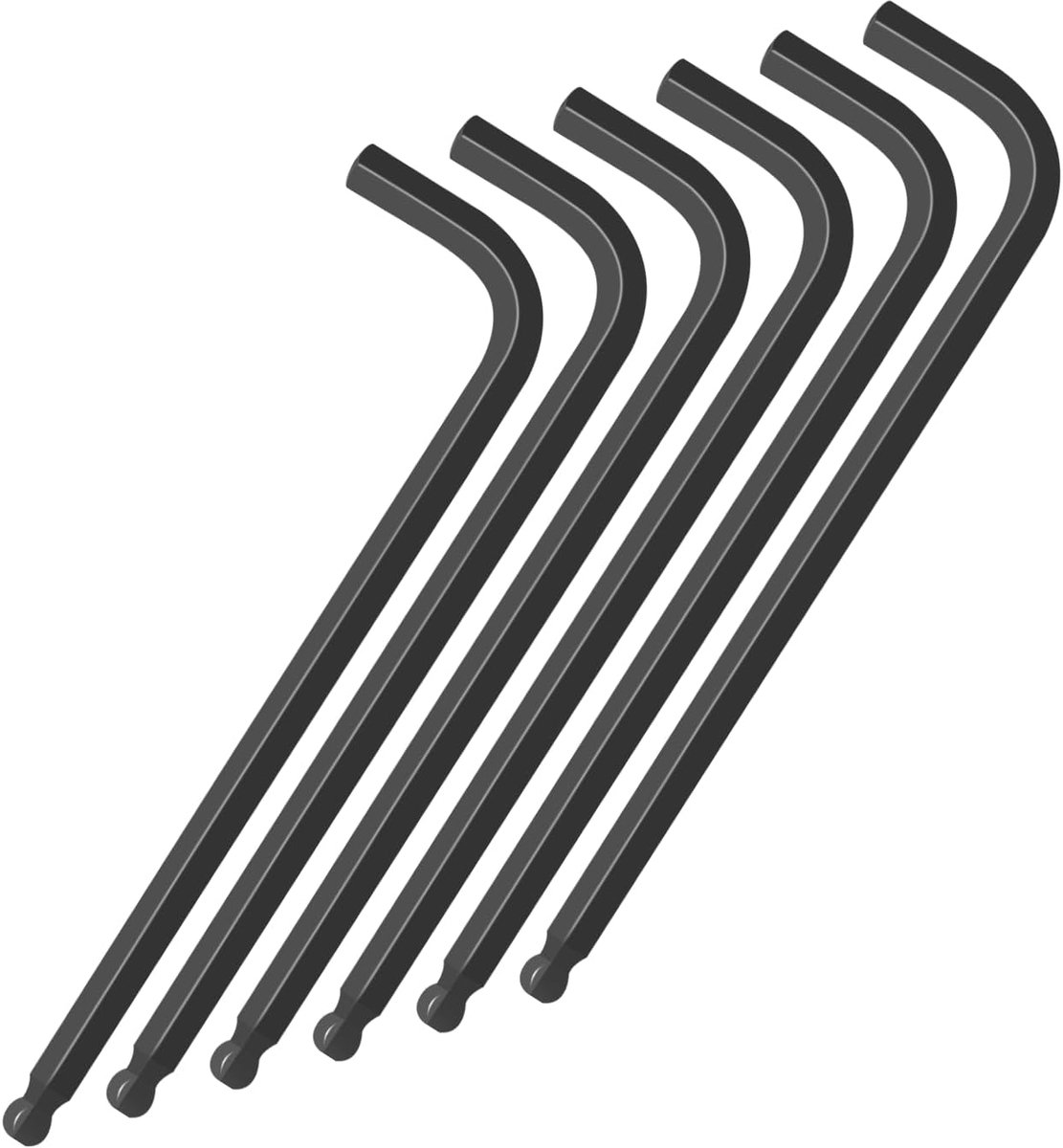 SnelShoppen - 6-delige Inbussleutel Set met Bolkop 2.5 mm, Lange Versie, Zwarte Hex Sleutelset van Cr-V Staal voor Montage en Doe-Het-Zelf Projecten